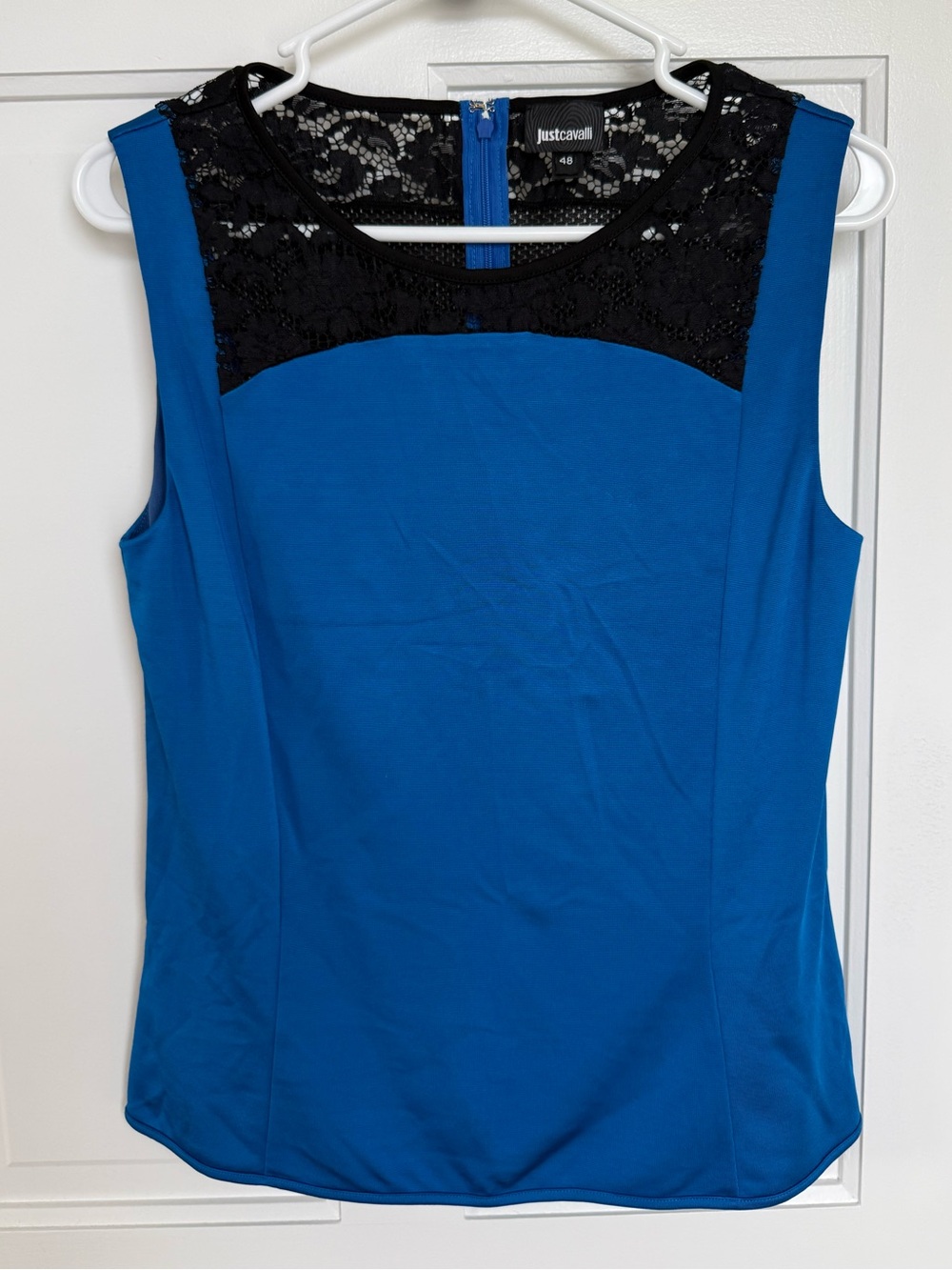 Just Cavalli Blue Black Lace Sleeveless Top‎ Italy Size 48